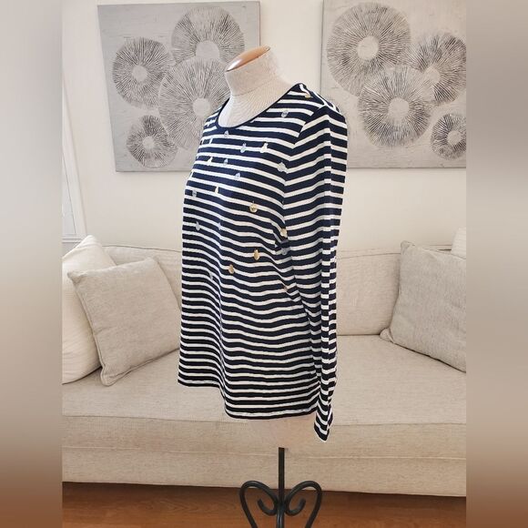 Talbots Long Sleeve Crewneck Christmas Ornaments Tee sz 1X - Picture 4 of 11